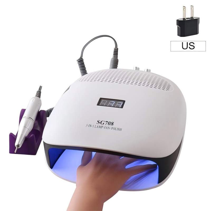 Kolmen yhdistelmän kädessä pidettävä kynsilamppu tyynyllä